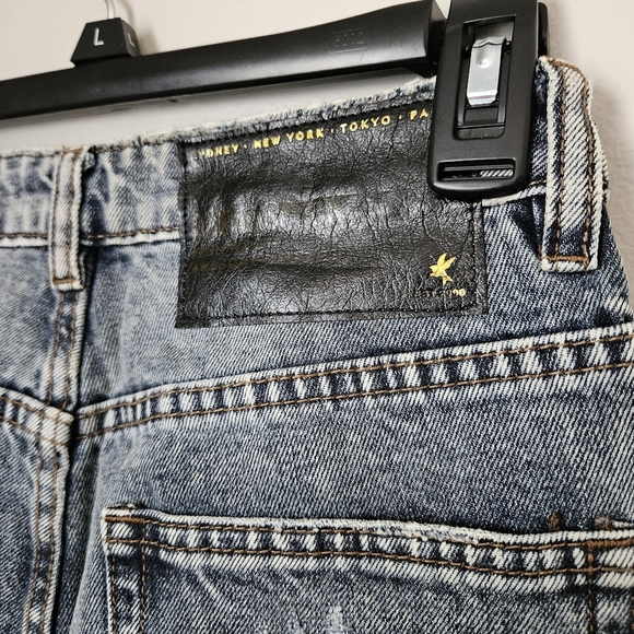 One Teaspoon Jeans Distressed Denim Awesome Baggies Blue Blossom High Waist - Picture 10 of 15